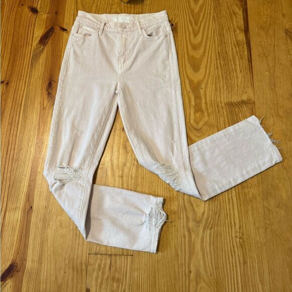 MOTHER SUPERIOR High Waisted Rascal Ankle Slim Straight Jeans Soft Pink Sz 25 - Picture 2 of 15